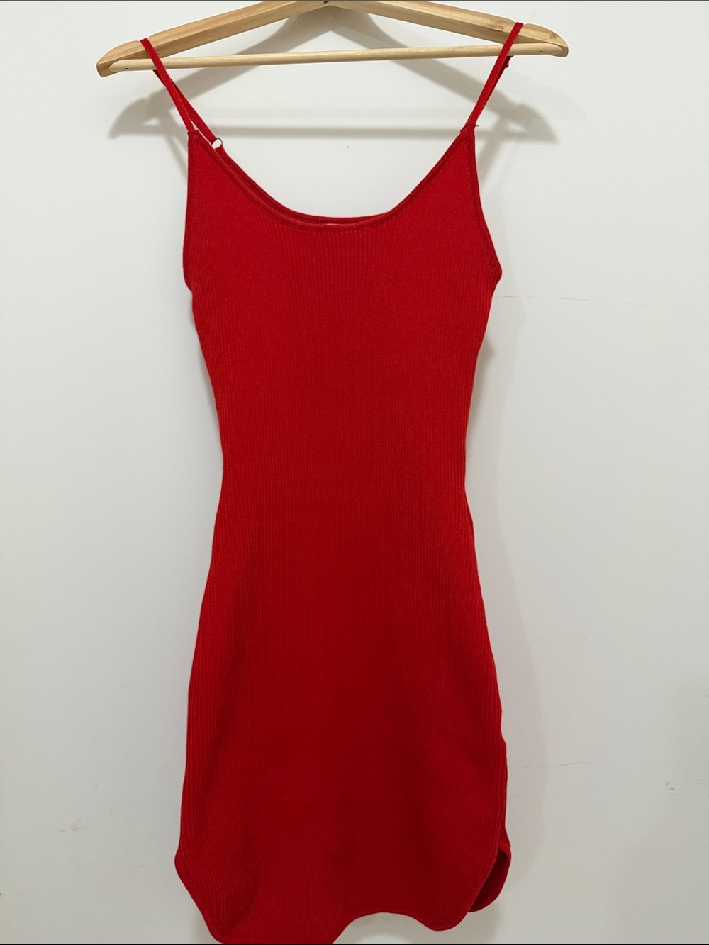 Red Ribbed Spaghetti Strap Dress Size Medium, Never Worn